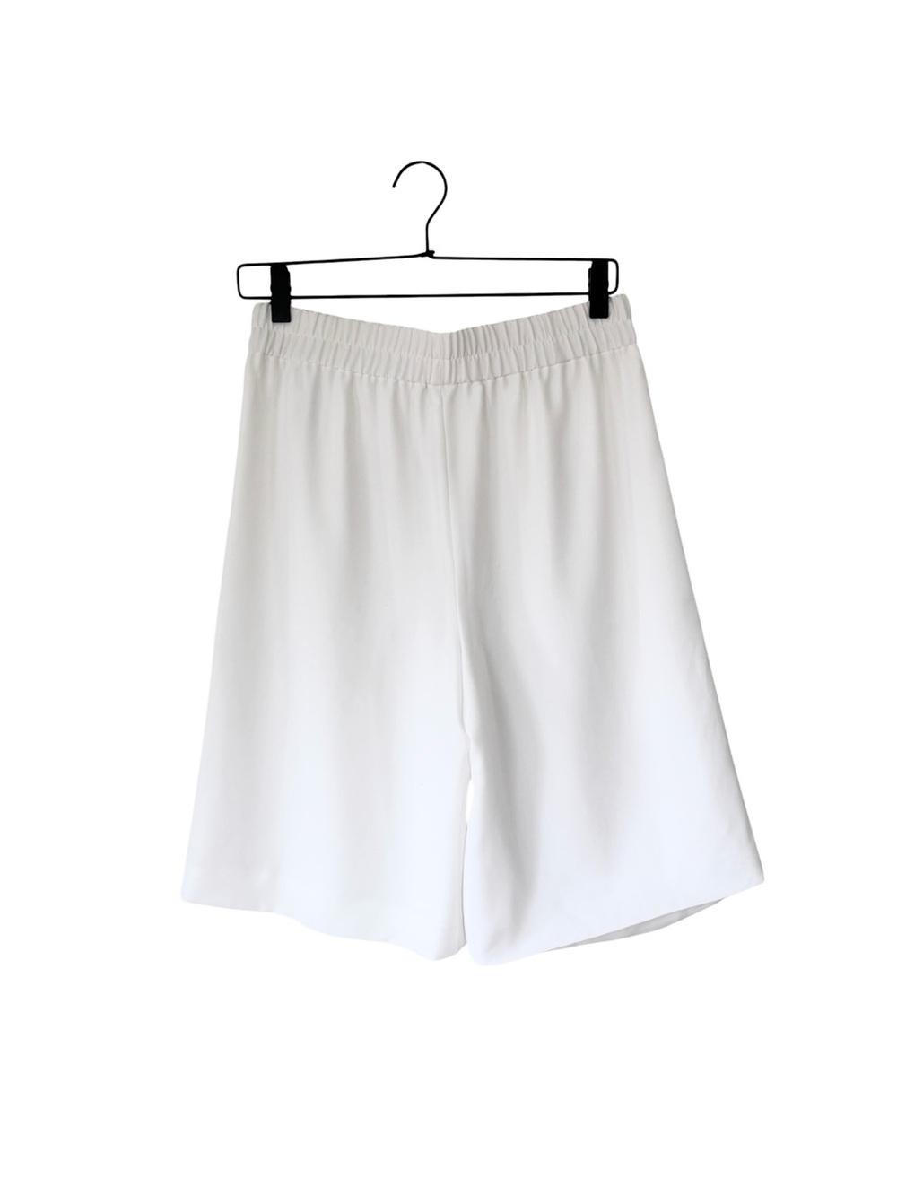 Vince White Elastic-Waist Wide-Leg Shorts